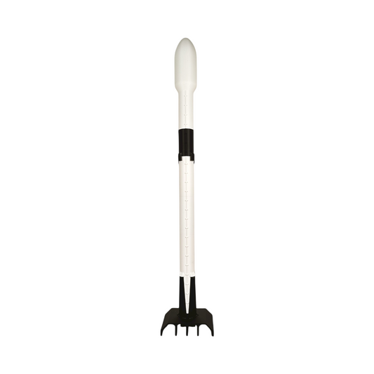 3D-printed Falcon 9 rocket model on display stand by Skyforge Printworks